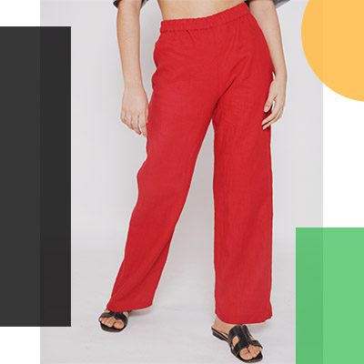 Vazz - mujer con pantalon ancho rojo