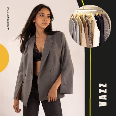 Vazz - mujer usando chaqueta gris